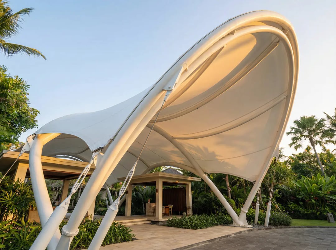 Canopy Membrane Bali Estetik Tahan Cuaca Ekstrem Desain Custom