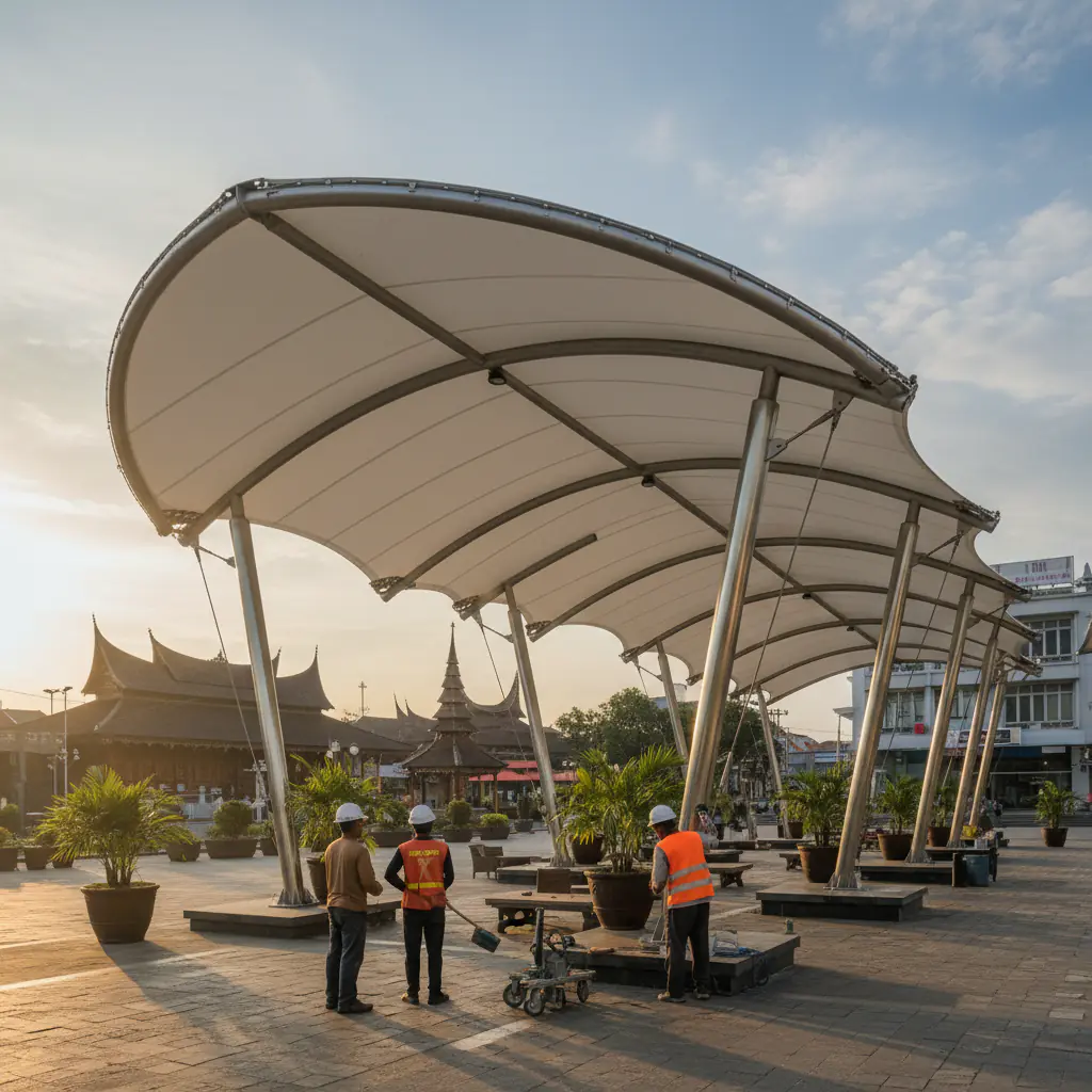 Tips Perawatan Kanopi Membran Agar Tetap Awet - canopy membrane aceh | PT INDO Membrane Konstruksi